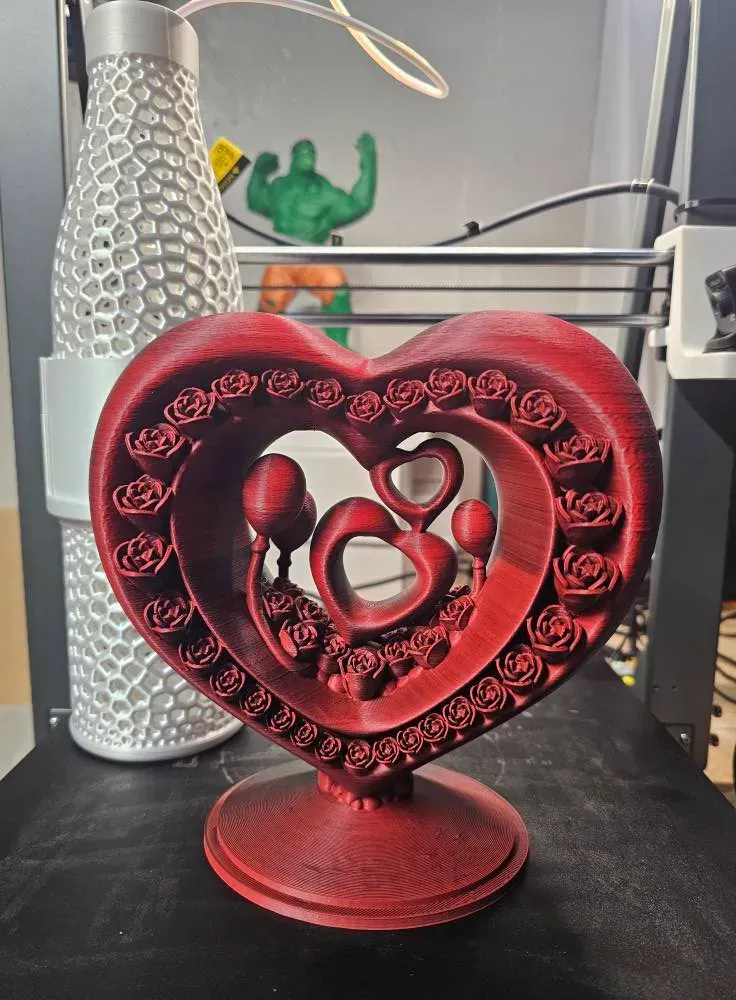 Corazón con Rosas - Escultura Decorativa 3D